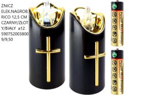 ZNICZ ELEK.NAGROB. RICO 12,5 CM CZARNY/ZŁOTY/CZERWONY  a12  5907520037989