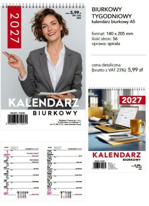 KALENDARZ BIURKOWY PIONOWY A5 2027 a2 5904830719574