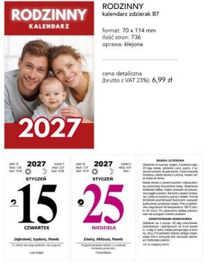 KALENDARZ ZDZIERAK RODZINNY A7 2027 a5 5904830719529